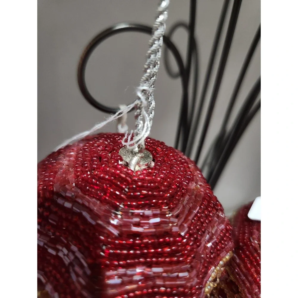 Beaded Christmas Holiday‎ Ornaments  Set Of Four 3